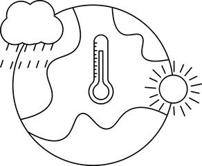 High Temperature or Rsvgn for Global Warming Line Art Icon.
