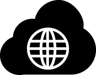 Internet cloud technology icon in b&w color.