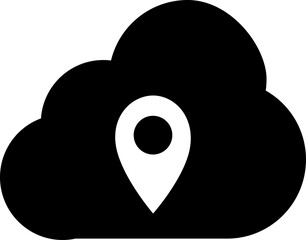 Cloud location glyph icon or symbol.