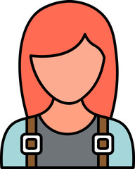 Faceless Young Woman Color Icon in Flat Style.