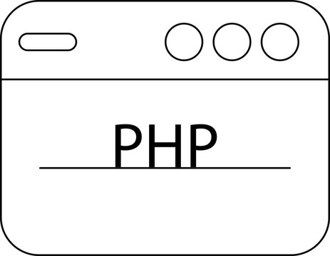 Black Outline Illustration of PHP Web Page Icon.