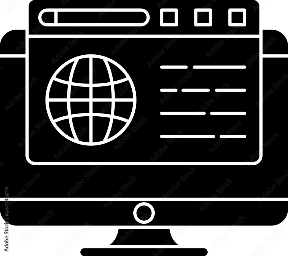 Poster b&w web browser in desktop screen icon.