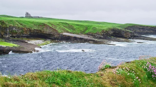 View Of Ireland Ocean Waves Near Classiebawn Castle