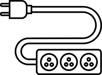 Extension Plug Board Icon in Black Line Art.