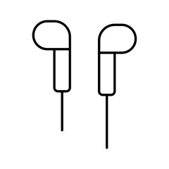 Black line art illustration of Earbuds icon.