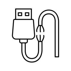 Broken usb cable icon in line art.