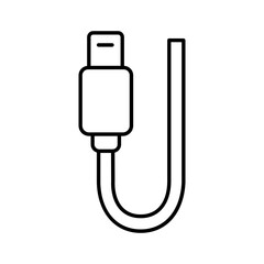 USB cable icon in black line art.