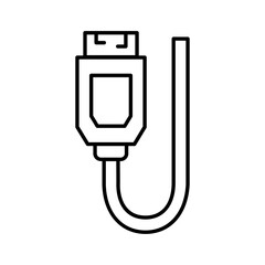 Line art illustration of USB cable icon.