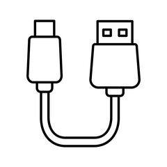 Two side usb cable icon in thin line art.
