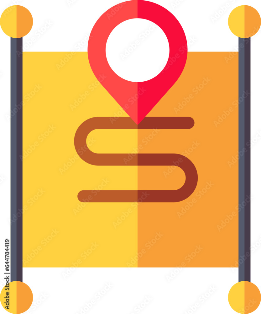 Poster vector illustration of scroll location map icon.