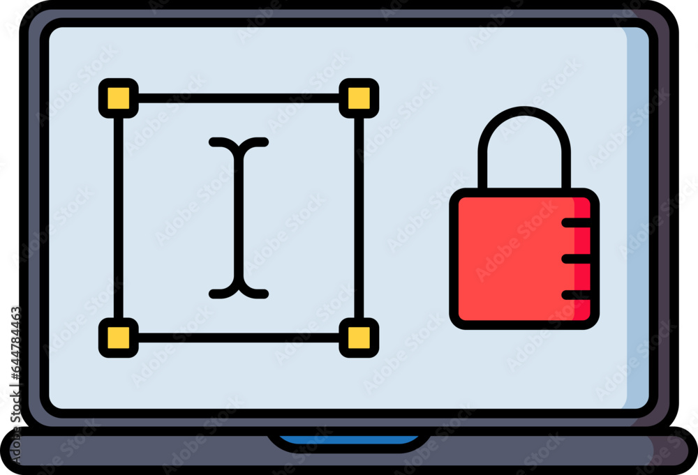 Poster Security password lock typing in laptop screen icon or symbol.