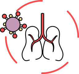 Flat style Virus infection in lungs icon or symbol for Healthcare.