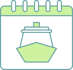 Cruise Calendar Icon In Green And White Color.