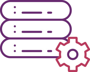 Server Setting Icon Purple And Pink Thin Line Art.