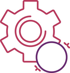Coin Setting Icon In Pink And Purple Color.