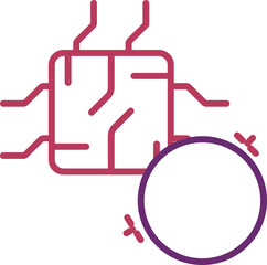 Chip With Digital Coin Icon In Pink And Purple Color.