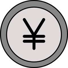 Gray Yen Coin Icon in Flat Style.