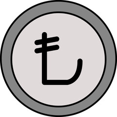 Obraz premium Isolated Lira Coin Icon in Gray Color.