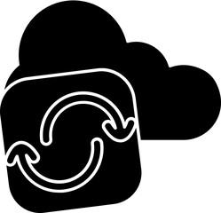 Cloud Sync Icon In Glyph Style.