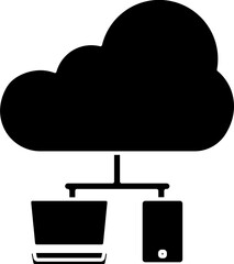 Cloud Connected Smart Device Icon In B&W Color.