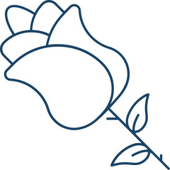 Illustration of Rose Flower Icon in Line Art.