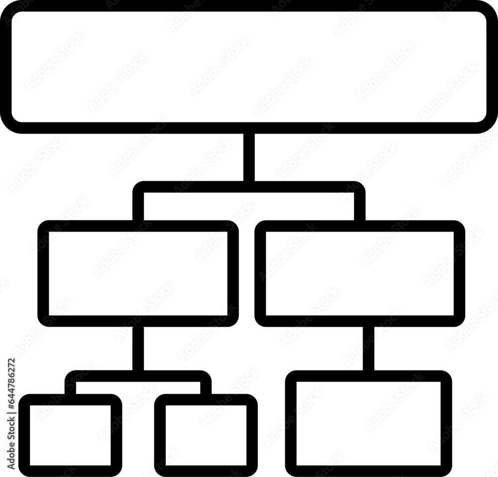 Poster hierarchy structure icon in black line art.