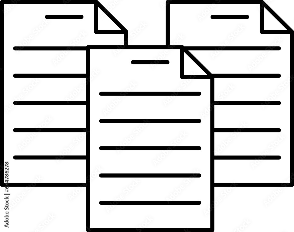 Poster paper or files icon in thin line art.