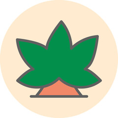 Flat style Marijuana leaf icon in green color.