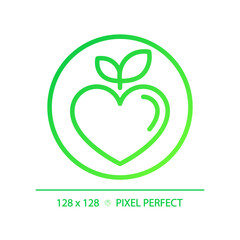 2D pixel perfect gradient healthy food icon, isolated vector, thin line green illustration representing allergen free.