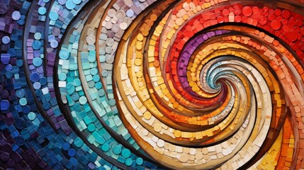Diversity Spirals: Spirals of various sizes and colors converging, celebrating differences - obrazy, fototapety, plakaty