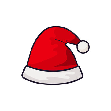christmas santa hat in flat style isolated on white background. Vector illustration