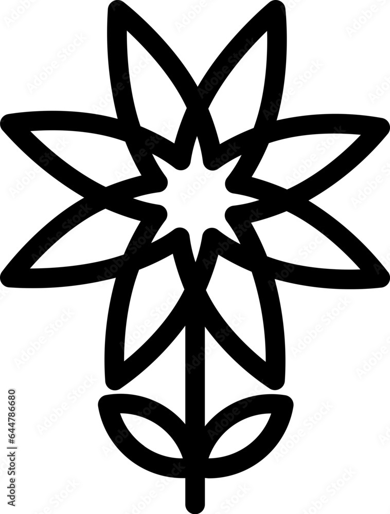 Sticker flower plant icon in line art.