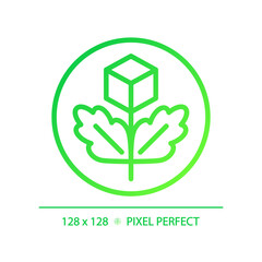 2D pixel perfect gradient organic food icon, isolated vector, thin line green illustration representing allergen free.