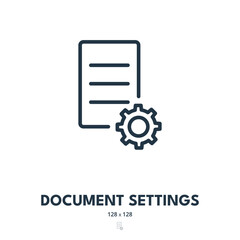 Document Settings Icon. File, Configuration, Options. Editable Stroke. Simple Vector Icon