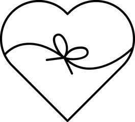 Heart Shaped Gift Box icon in black line art.