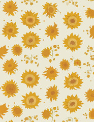 Vibrant Seamless Sunflower Pattern Illustration