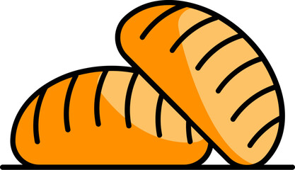 Baguette bread icon in yellow color.