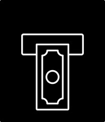 Cash Withdrawal Icon In Black And White Color.