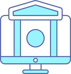 Flat Style Online Banking In Desktop Icon.