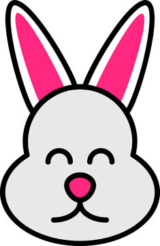 Rabbit Face icon in grey and pink color.