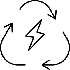 Black line art illustration of Renewable energy icon.