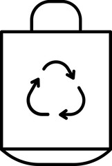 Recycle bag icon in thin line art.