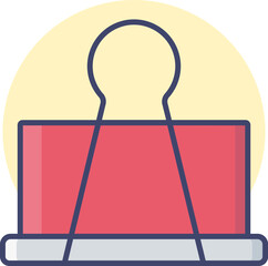 Red clip binder icon on yellow circle background.