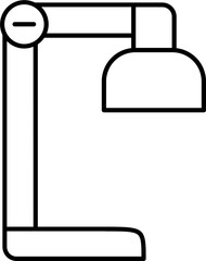 Table lamp icon in black line art.