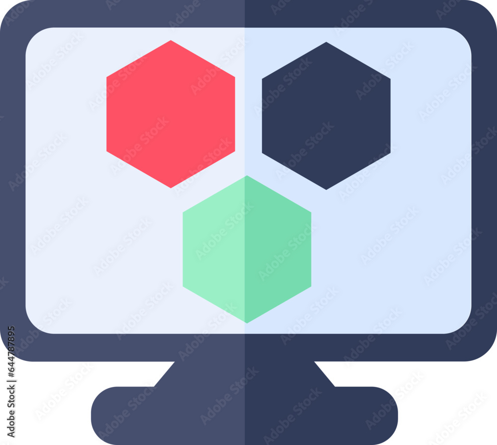 Aufkleber colorful hexagonal structure in monitor screen for science study.