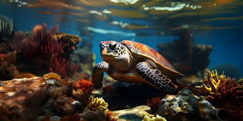 Obraz premium Underwater world, inhabitants of the deep sea