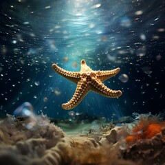 Obraz na płótnie Canvas Underwater world, inhabitants of the deep sea