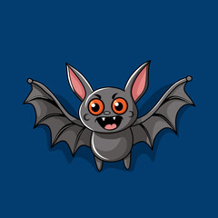 Bat clipart cartoon design on blue background