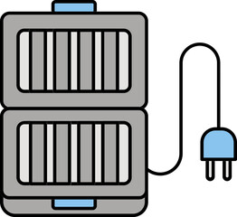 Gray Electric BBQ Grill Icon in Flat Style.