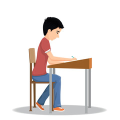 male student studying at desk